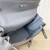 2025 New Leather Swift Leather Women's Bag Double Pocket Zipper Portable Shoulder Diagonal Span Fashion Buckle Women's Bag