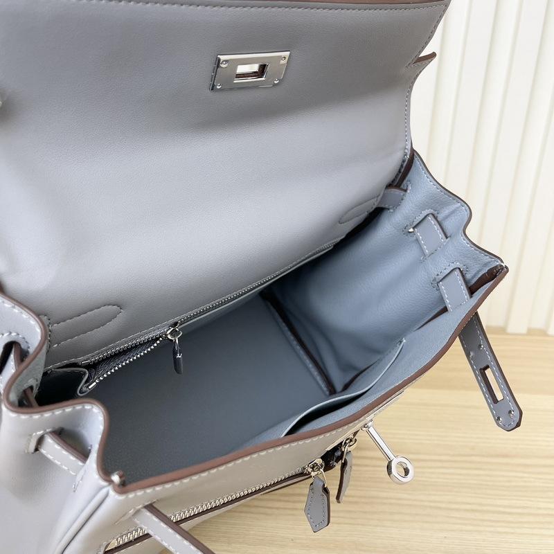 2025 New Leather Swift Leather Women's Bag Double Pocket Zipper Portable Shoulder Diagonal Span Fashion Buckle Women's Bag