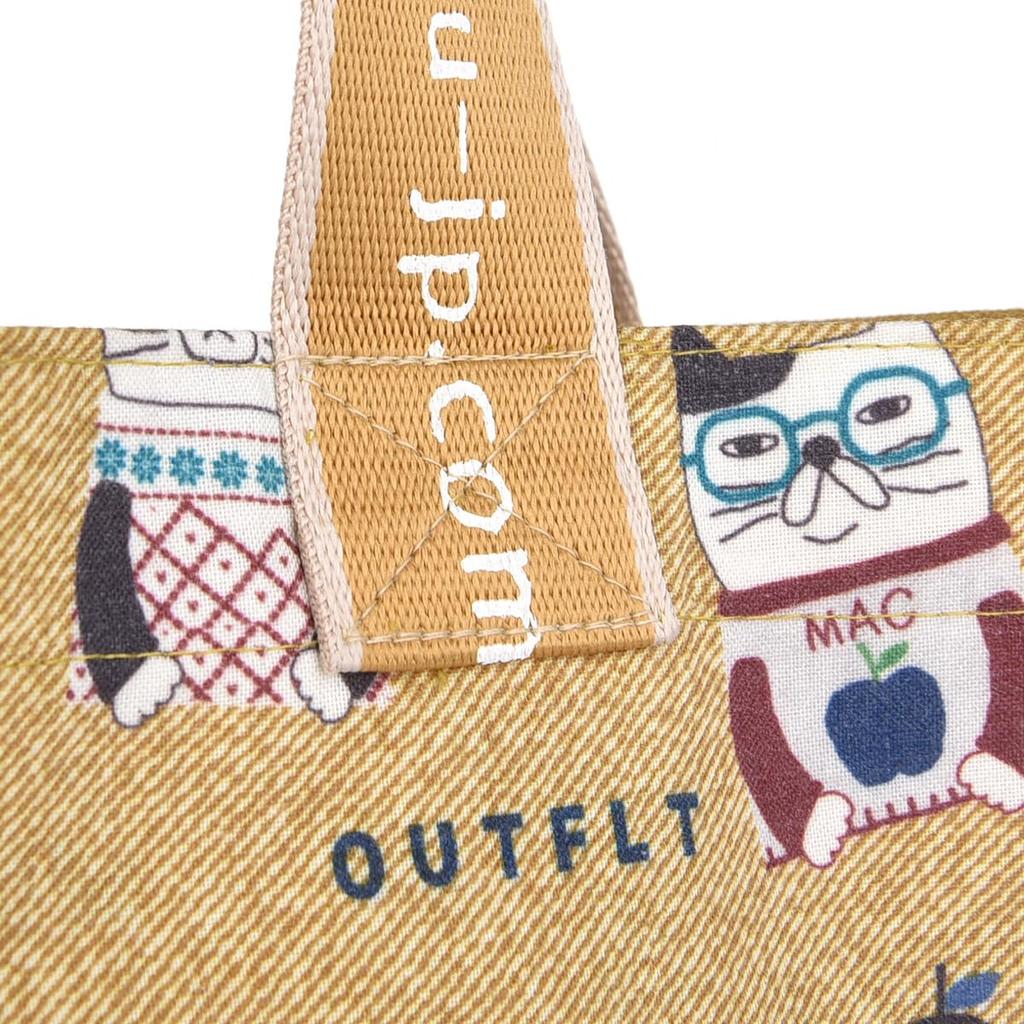 [Kusuguru Japan] Women's Cat Tote Bag, Mustard
