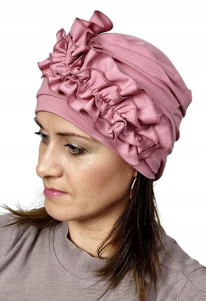 Różowy Turban Malwina Z Bambusa Podwójna Czapka Również Po Chemioterapii