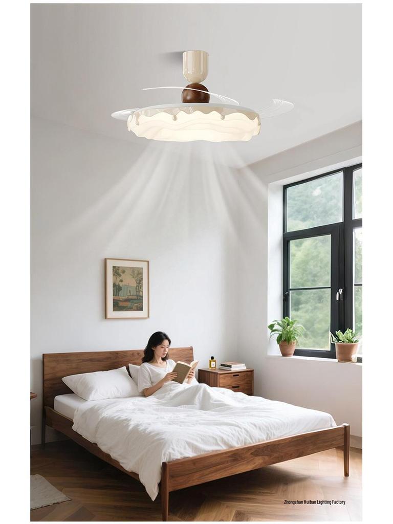 Entegre Işıklı Vintage Krem Minimalist Tam Spektrumlu Tavan Vantilatörü