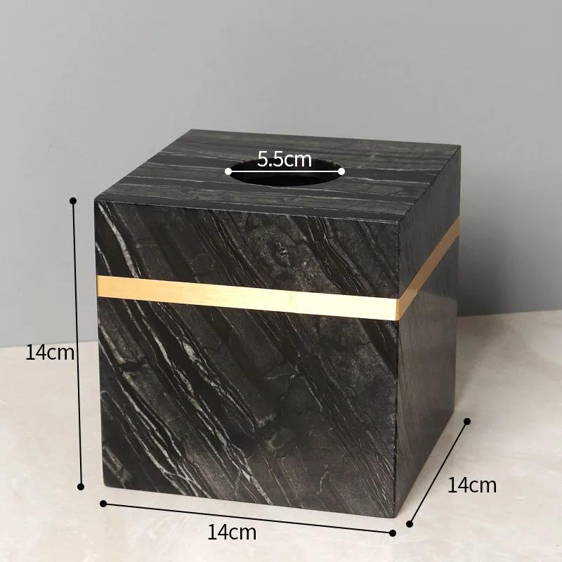 Natürliche Marmor-Taschentuchbox Goldener Strich Badezimmer-Papierboxen Westliches Restaurant Schreibtisch-Serviettenhalter Heimdekoration Modern