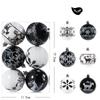 6 Pcs/Box Christmas Ball Decoration Xmas Tree Hanging Pendant Ornament Hand-painted 6cm Black and White New Year Gifts
