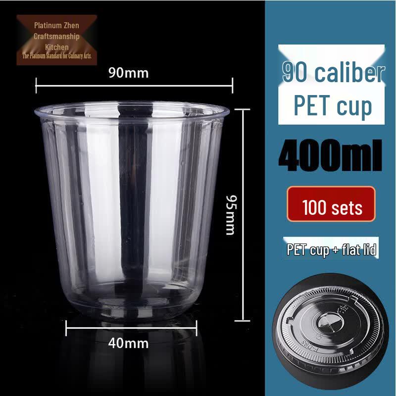 Disposable U-Shaped Plastic Cups with Flat Lids