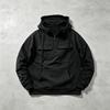 Men's Retro Workwear Hoodie Half Zip Oversize Multi-Pocket Solid Color Pullover Casual Streetwear