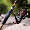 Nowy poszycia zestaw kołowrotków wędki 5 sekcji wędka z włókna węglowego Spinning Fishing Reel metalowa kulka uchwyt wędka Combo