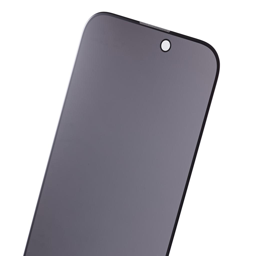 For iPhone 15 Privacy Screen Protector Silk Printing Anti-Peeping Tempered Glass Film with Anti-dust Net