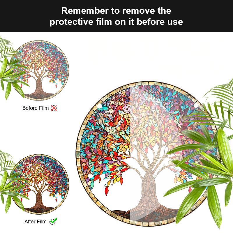 Acrylic Multicolor Tree of Life Suncatcher, Stained Glass Effect Window Hanging Ornament for Nature & Tree Lover Gifts