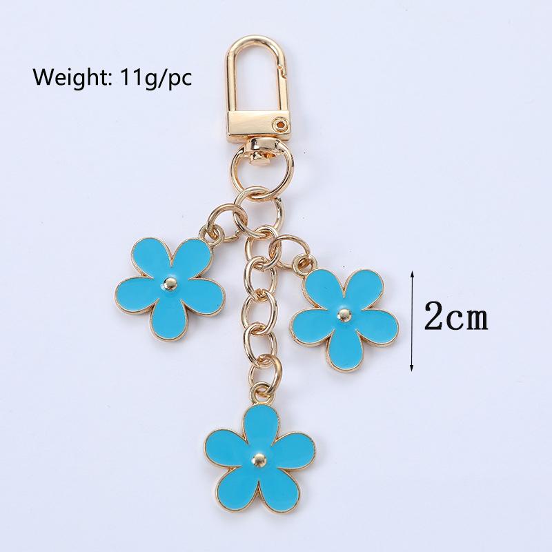 Dainty Enamel Metal Flower Pendant Key Chain Multi Color Key Bag Charms Keyring For Women