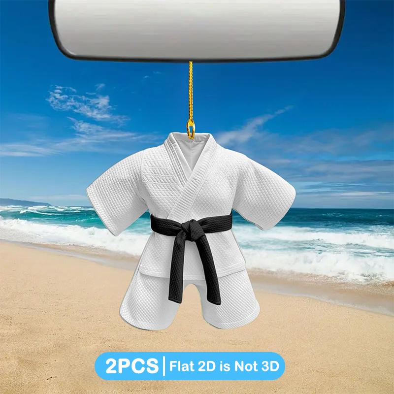 

2Pcs New Taekwondo Costume Theme Flat 2D Acrylic Pendant Suitable For Car Rearview Mirror Pendant A5