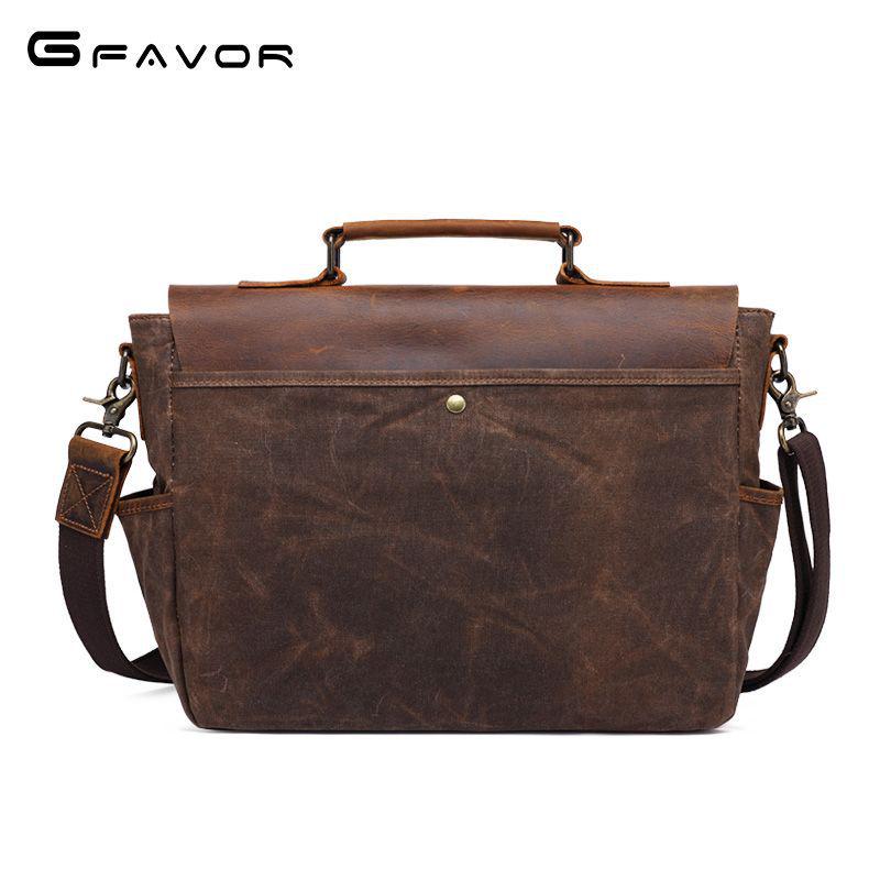 Vintage Crazy Horse Leather Men's Bag - Waxed Canvas Handbag, DSLR Camera Crossbody Bag, Men's Shoulder Messenger Bag 5313#