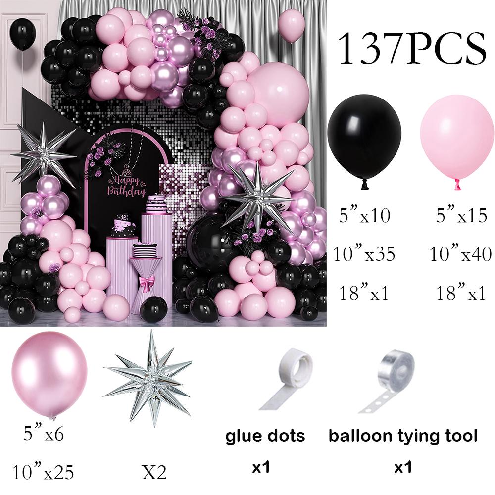 

Black Pastel Pink Ballon Kit Metal Pink Balloons Garland Silver Explosion Star Foil Globos Baby Shower Birthday Party Decoration AS Picture