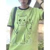 2026 Women'S Y2k Retro Korean Fashion T Shirt Cut Cat Graphic Short Sleeved Fashionable Streetwear