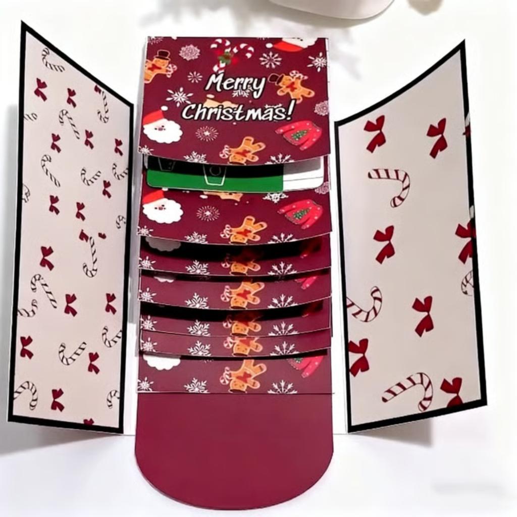 Handmade Christmas Gift Card Booklet, Christmas Envelope Booklet For Cash