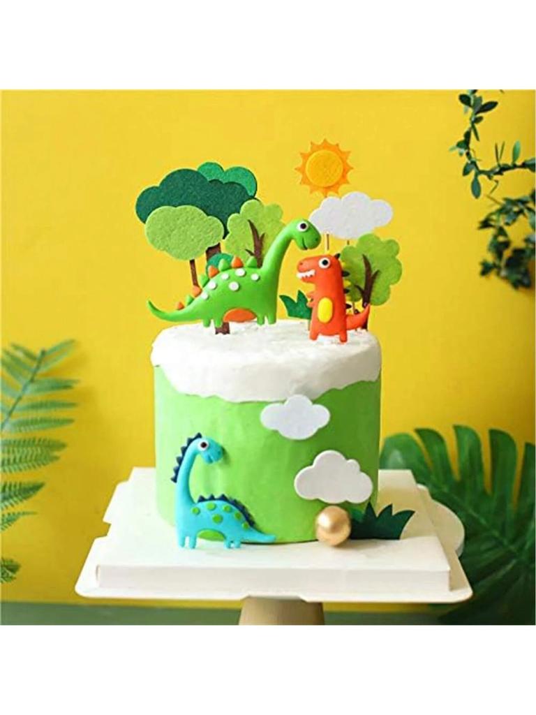 Dinosaur Cake Toppers Forest Series Cute Dinosaur Set Baking Cake Decoration for Baby Shower Birthday Party and Theme Party