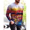 3D Gedrucktes Hip Hop Rock T-Shirt Für Männer Buntes Muster T-Shirts Frühling Herbst Freizeit Langarm Rundhals Oberteile Lockere T-Shirts