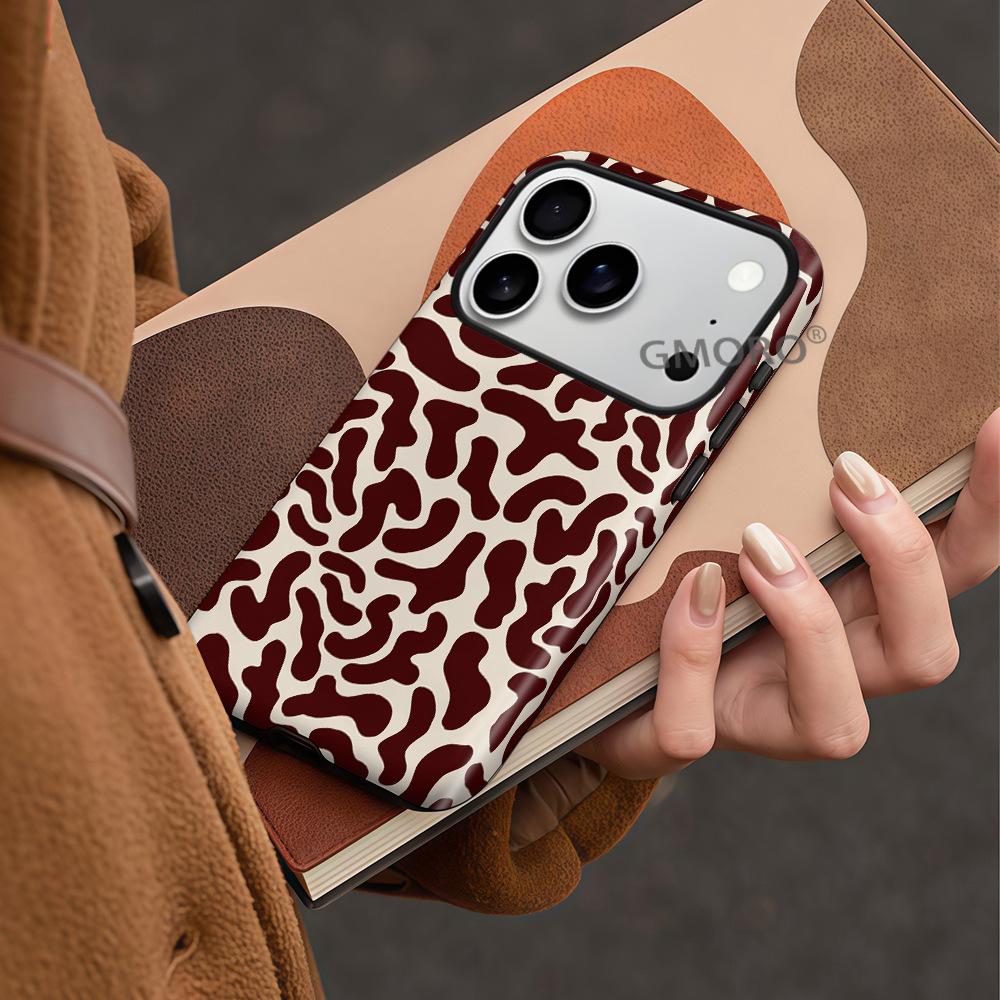 Burgundy Zebra Pattern New Apple 17 Mobile Phone Case Iphone16pro Foreign Trade 15promax Protective Case