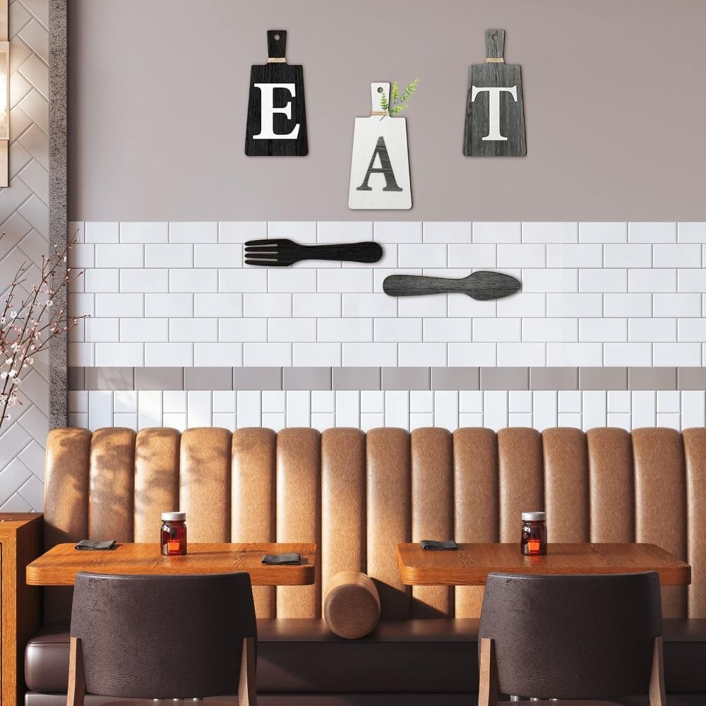 5 Pcs 11.8 Inches Wall Art Signs Wood Wooden Room Decoration Board New Farmhouse Wooden Signs  Wall