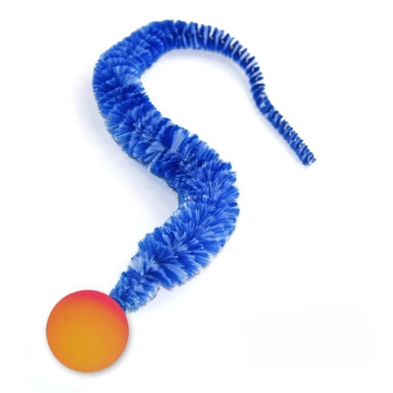 Cat Teaser Toy Bouncy Ball Fluffy Tail Simulation Caterpillar Kitten Toy Durable Bite Teaser Tool Interactive Cat Toy Supplies