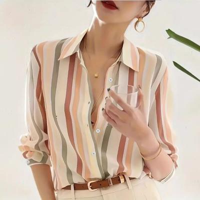 Chemisier à boutons pour femme, chemisier à la mode, tendance, imprimé, pour le travail, décontracté, printemps, automne
