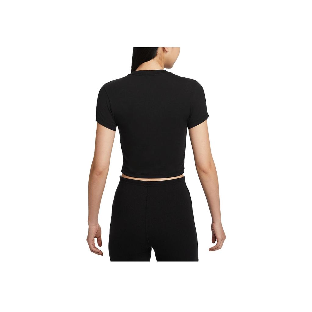 Nike Sportswear Chill Knit Comfortable Fashion Casual Solid Color Short Sleeve Regular T-Shirt Women Tops Black IF2007-010