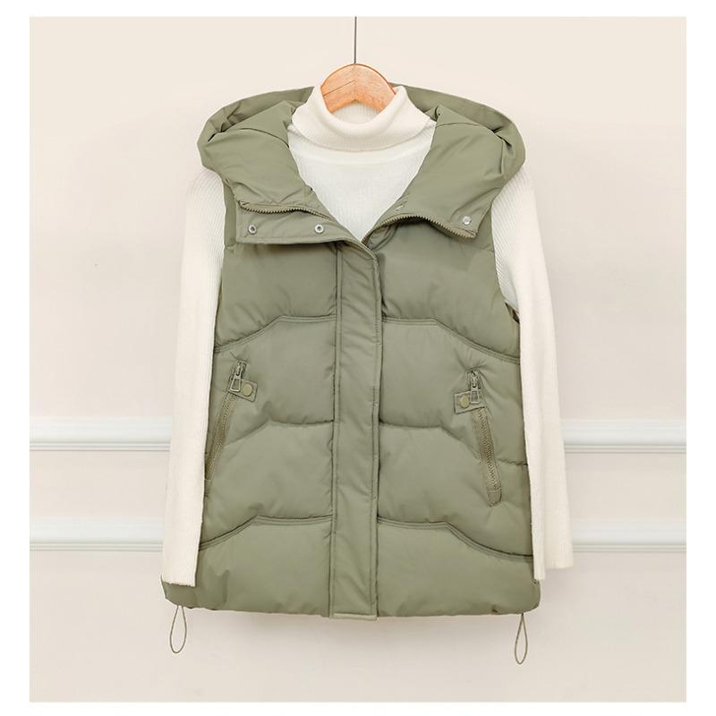 Koreanische Version der neuen Damen-Baumwolljacke, leicht, ärmellos, einfarbig, verdickt, warm, sportlich, Freizeit, locker