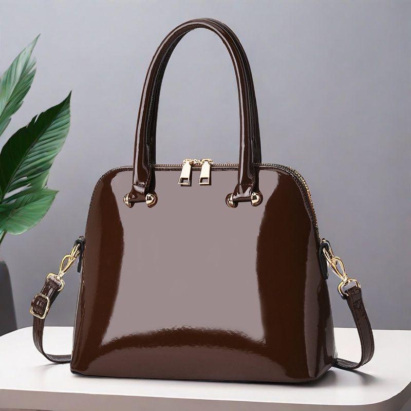 

2026 Women s Patent Leather Tote: Versatile European & American Fashion Handbag, Shoulder, or Crossbody In Red & Black. кавовий