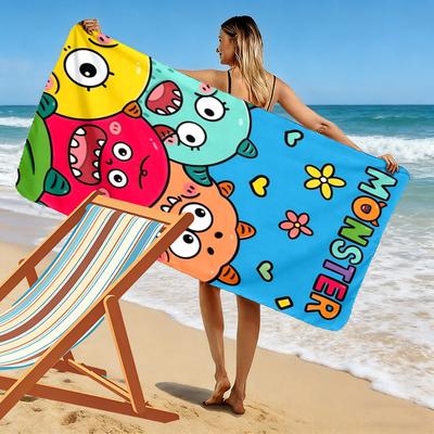Cartoon Monsters 2D Flat Print Beach Towel, Large Soft Quick Dry Towel for Beach Camping SwimmingSSTJ0917550