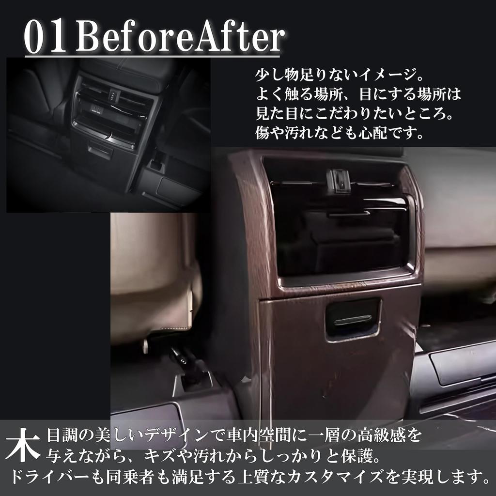 Flatland New Alphard 40 40 Series Accessories Interior Custom Parts Rear Air Conditioner Kick Guard Set Series/Vellfire (Wood Grain)