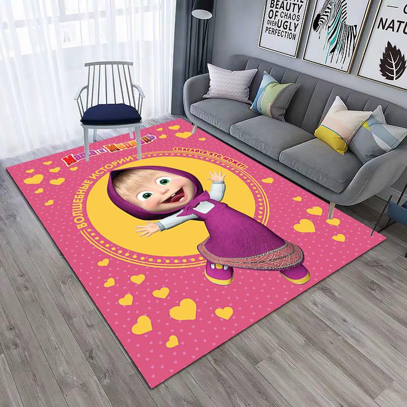 Russian animation Masha and the Bear Fairy Tale Cartoon Carpet Soft Home Living Room Bedroom Door Mat Outdoor Picnic Ground Mat rug T4