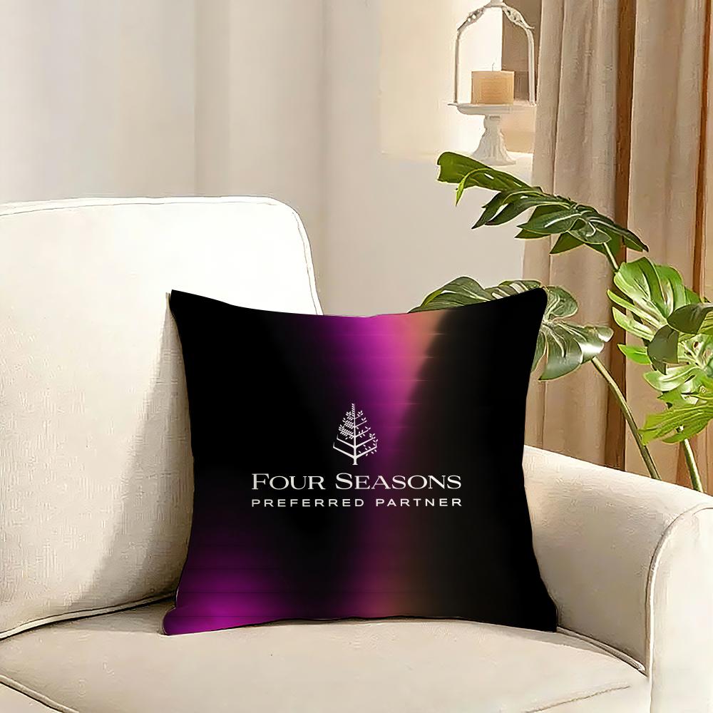 Four Seasons Hotel Cushion Cover Reversible Plush Pillow Cover Soft Fluffy Home Decor for Sofa Bedroom