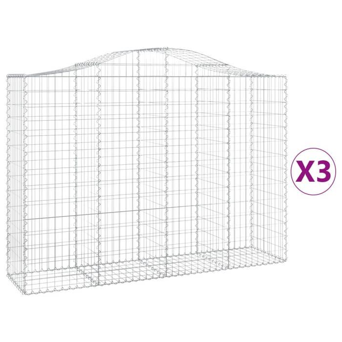 VidaXL 3x Paniers à Gabions Arqués Cages à Gabions Arquées Murs de Gabion Barrières de Jardin Terrasse Extérieur 3145683
