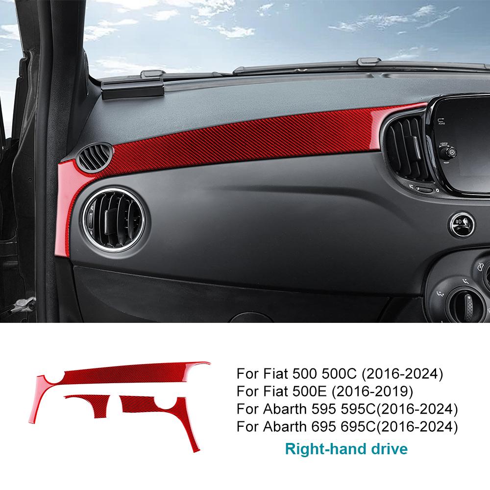 For Abarth 595 595C /695 695C/ Fiat 500 500C 2016 2017 2018-2025 500e 16-19 Real Soft Carbon Fiber Sticker Car Instrument Strip