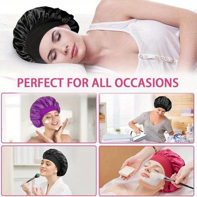 1pc Satin Sleep Cap with Wide Elastic Band, Comfortable Stretch Fit, Unscented, Daily Use Hair Care Accessory, Daily Wear Cap | Elegant Sleep Cap