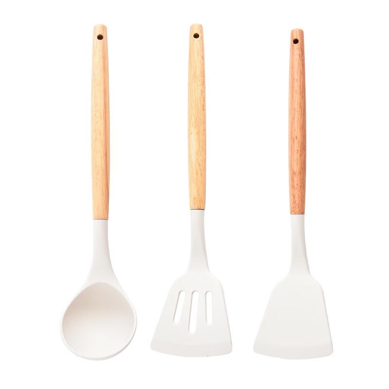 Abay Heat-Resistant Silicone & Wood Kitchen Utensil Set