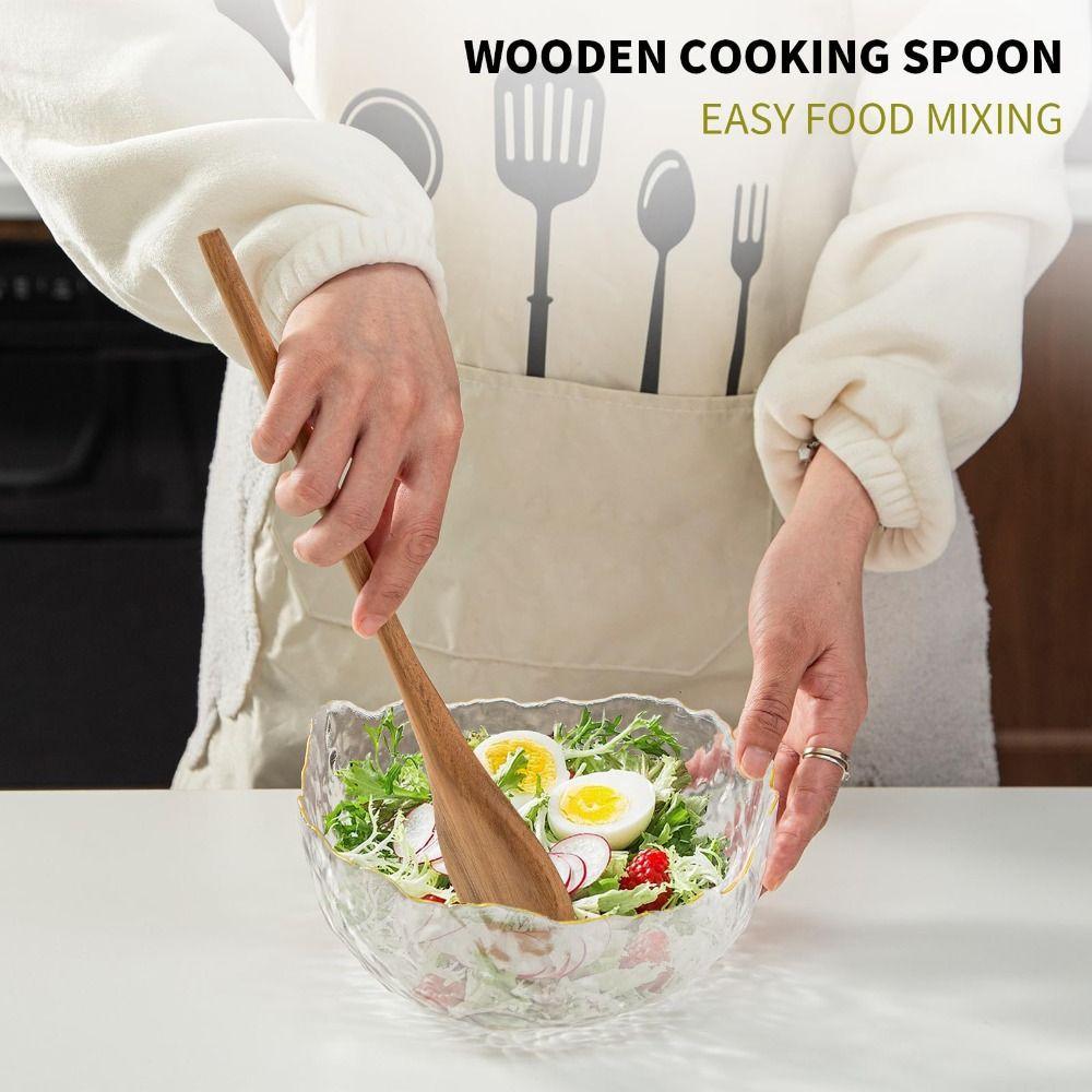Versatile 12.5 Inch Wooden Spoons Nonstick Long Handle Mixing Spoons Eco-Friendly Scratch-Proof Baking Tools Mixing