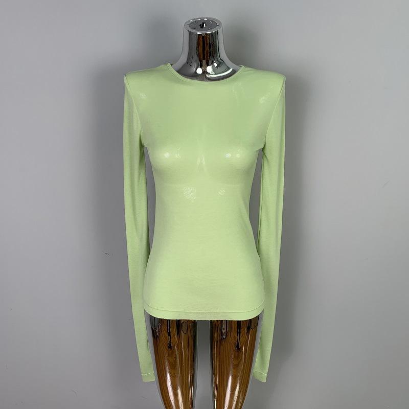 Sexy Kleidung für Damen, weich und leicht verführerisch, Slim Fit und Rundhals-Basishemd, modisches T-Shirt-Oberteil