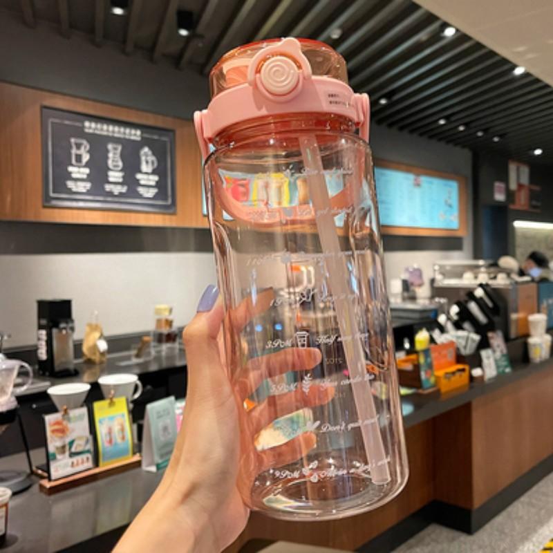 Outdoor high-value portable water cup Plastic cup with straw Double drinking cup