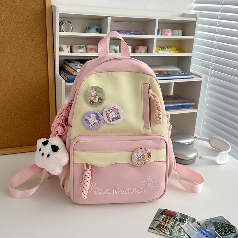 High-value schoolbag for girls, junior high school students, large-capacity backpack, dopamine soft girl travel backpack