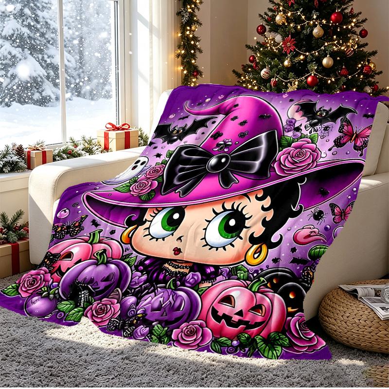 Betty Boop Pattern Blanket for Home Decoration, Bed, Sofa, Car Travel, Camping, Suitable for All Seasons, Birthday Christmas Gift