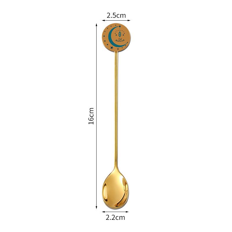Moon Star Coffe Spoon Fork Ramadan Decorations for Home 2025 Islamic Muslim Festival Party Dinner Decor Dessert Cake Spoon