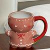 Cute Gingerbread Man Mug Cartoon Cute Kawaii Christmas Mug 3D Gingerbread Man Ceramic Cup Milk Coffee Water Cup Mug Gift
