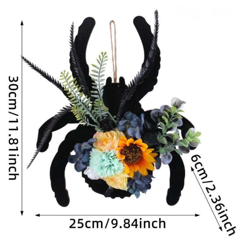 Halloween Wreath Spider Wreath Halloween Party Garland Pendant For Front Door,Porch,Window, Indoor Outdoor Home Halloween Decor