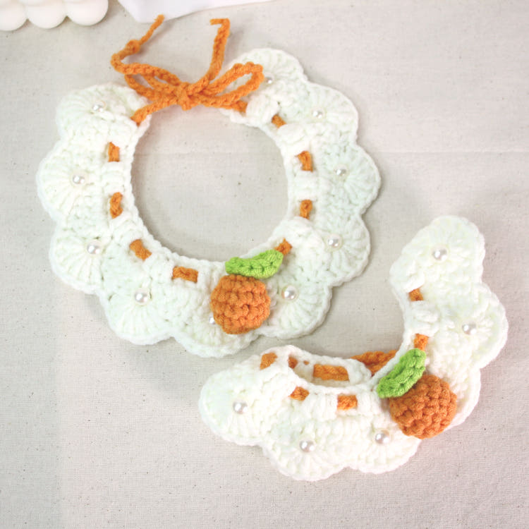 [KIMnyang_deng] Erfrischender Welpen-Katzenumhang aus gestrickter Spitze in Zitrusfrüchten