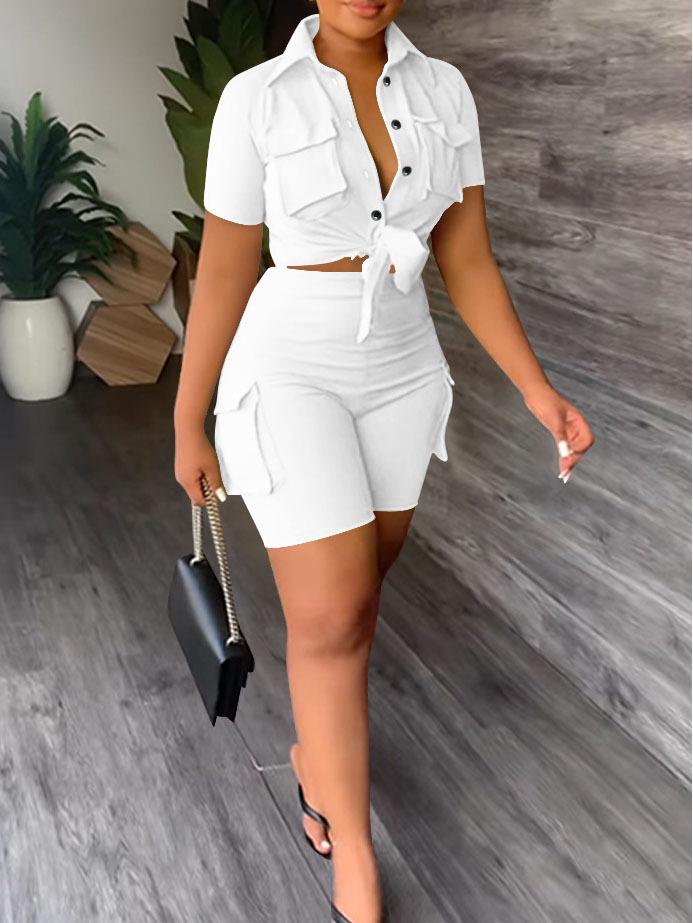 

Элегантный однотонный женский повседневный комплект Small белый