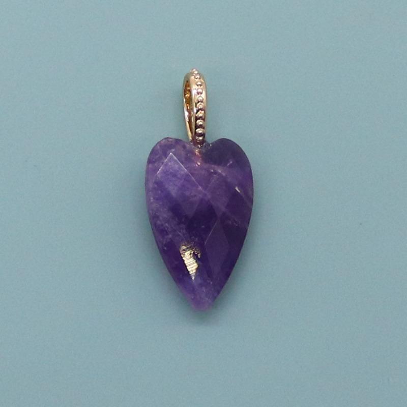 Hot-selling natural stone cut face heart-shaped picture stone pendant tiger's eye stone large ring pendant DIY jewelry accessories