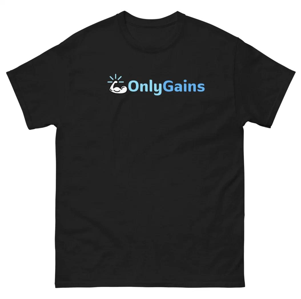 Mens Onlygains T Shirt Funny Gymrat Onlyfans Fitness Workout Gym Humor Tee 3XL