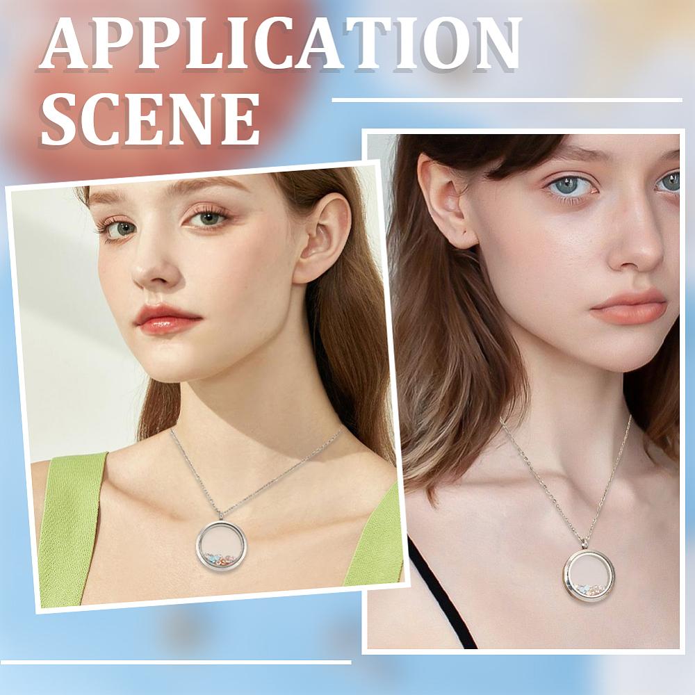 2Pcs 304 Stainless Steel Locket Pendants, with Glass, Flat Round Charm, Stainless Steel Color, 36.5x30x7mm, Hole: 5mm