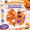Halloween Kids Bow Hair Clips Ribbed Ribbon Handmade Decor