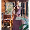 Purple Polka Dot Backless Neck Dress Women's Summer High-end Slim-fit Skirt Spice Girl Style Waist-wrapped Hip Dress